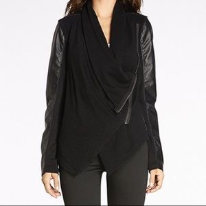 Blank drape vegan leather jacket